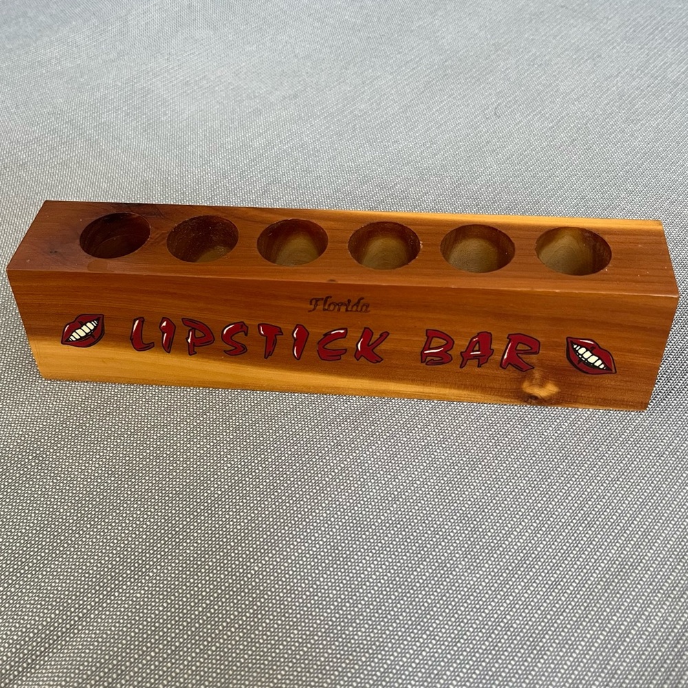 VTG Wooden Lipstick Holder - “Florida Lipstick Bar” - Hand Painted